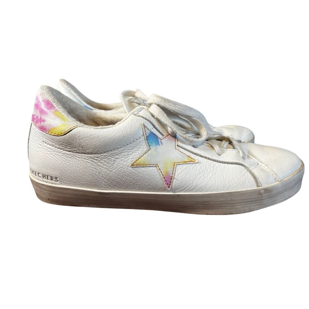Skechers Leather Street Diamond Star Sneaker 9 Tie Dye Rainbow Sporty Active 80s
